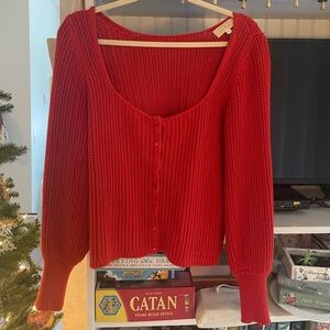 Sezane Red Cotton Marietta Sweater